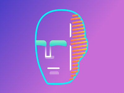 Mannequin face gradient illustration line mannequin ombre retro