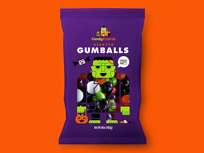 Haunted Gumballs branding candy design frankenstein gumballs illustration logo package
