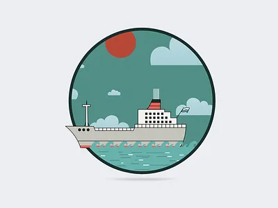 Ahoy blue boat marine sea ship sky steamer