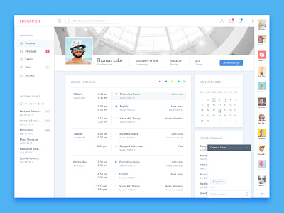 Student Profile UI Design calendar dailyui interface profile school sketch student timeline ui ux web webdesign