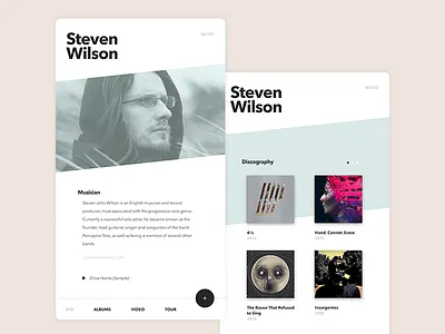 Musician Cards app artist clean material minimalism minimalist music musician soft ui web white