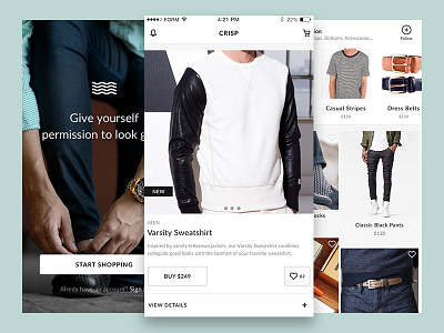 Crisp Free Ecommerce UI Kit for Sketch ecommerce free ios mobile sketch ui kit