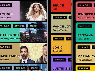 Live to the fullest color. block concert content discover event fill iphone music palette scroll solid ui