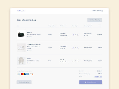 Checkout billing checkout order payment shopping bag ui