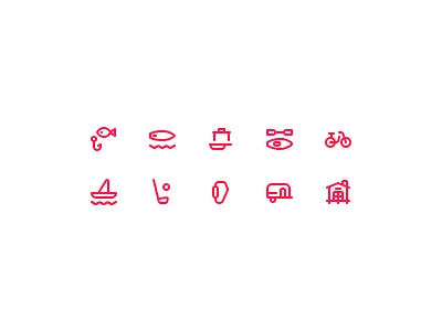 GoBornholm - Activity Icons active activity icon linear minimal outdoor outline set stroke