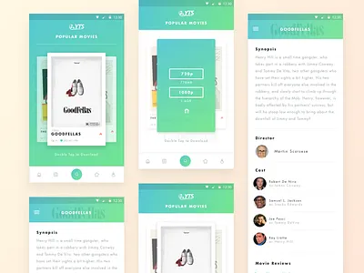 Yify Movies Nouveau Screens android cards covers flat gradient ios movies sketch ui yify yts