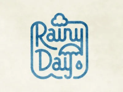 Rainy Day badge cloud drop halftone illustration lettering rain texture typography water