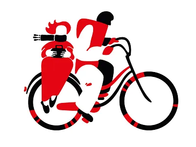 Lovers on bicycle bicycle cycling illustration love man trip woman