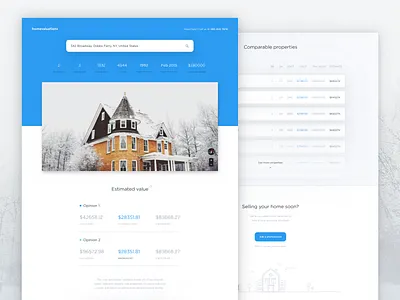 Valuation result page home house illustration list real estate result search shadows statistics stats valuations website