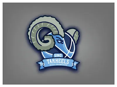 UNC Tar Heels | Ram That Ball animal basketball blue illustration ncaa northcarolina ram sports type typography