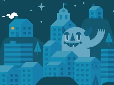 Beating Deadlines building city hightail house illustration light monster town tree