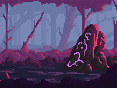 Stone of Wisdom illustration landscape magic pixel purple rocks wisdom
