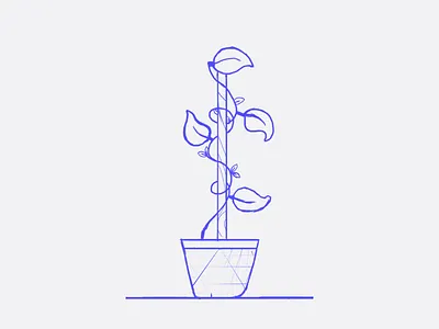 Plant decoration doodle illustration leaves plant sketch vase vine