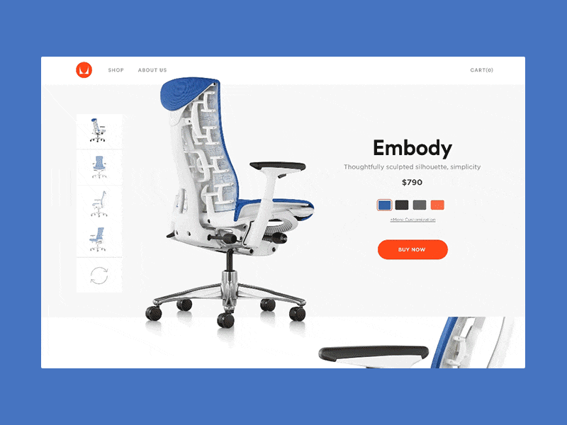 Herman Miller app clean design ecommerce flat furniture minimal typography ui ux web website