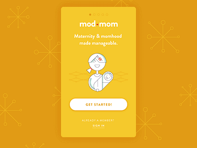 ModMom Onboarding Screens bright illustration ios line mid century mobile modern modmom mom app onboarding sign up tour