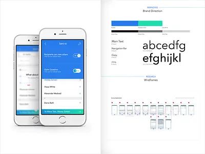 Survey App (study) branding contacts ios modals questions settings study survey typography ux wireframes