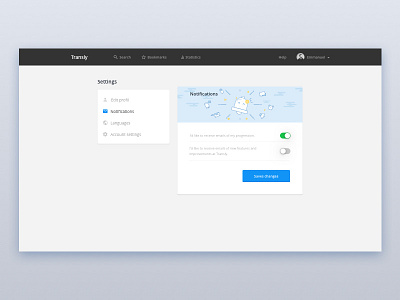 Settings illustration interface languages settings toggle translate transly ui ux web white