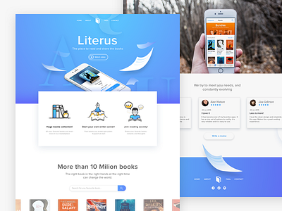 Literus App Landing Concept app book design icons iphone landing promotional reading ui web