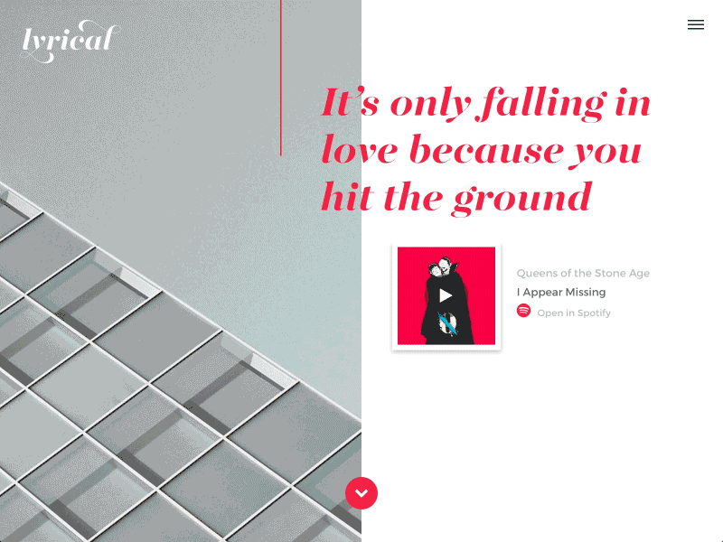 Lyrical page transitions animation interaction quote scroll spotify transition transitions ui ux website