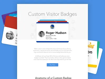 Custom Visitor Badges badges cards design envoy landing ui website