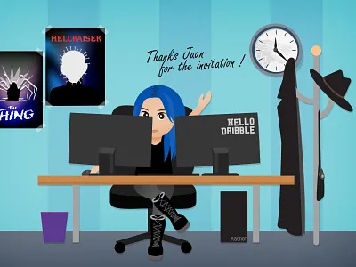 Hello Dribble design flat illustration