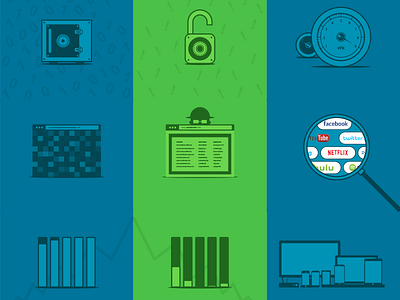 Infographic - VPN vs Proxy blue green icon infographic proxy vector vpn vs