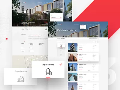 RealEstate - List of properties building flat home page landing page list property real estate shuma87 ui ux