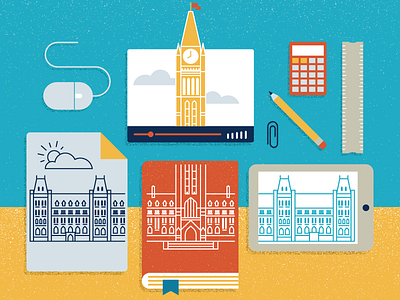 Parliament Education book calculator collage design illustration mouse ottawa parliament pencil video