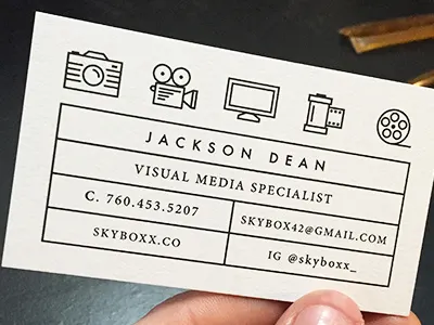 Business Card business card camera card cinematography film flat icon media moo photography visual