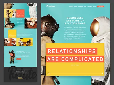 Relationships are complicated 2 astronaut billboard bright campaign diver landing page photography relationships scuba zendesk
