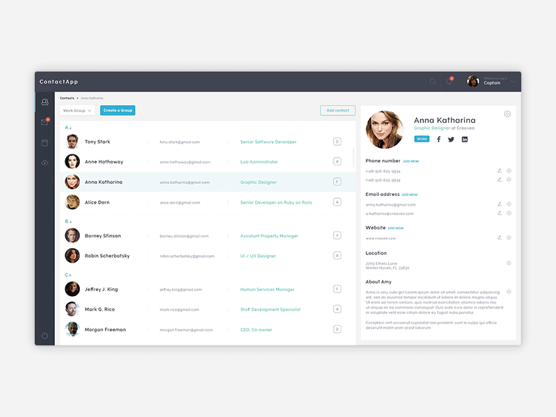 Contactapp after effects animation app contact contact list contacts desktop desktop app detail list users