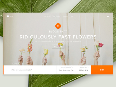 Bloomthat.com app e commerce flowers home page homepage interface landing page on demand shop website