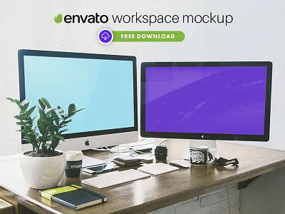 FREE Envato Workspace Mockup envato imac 5k imac mockup mac mockup mockup psd mockup workspace workspace mockup