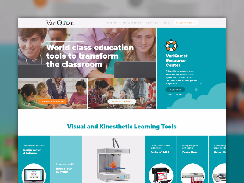VariQuest Website Concept concept desktop home landing learning made with invision product school tools website