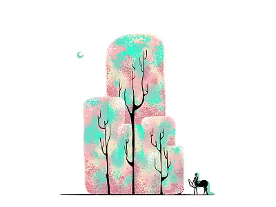 Trees trees bow centaur colourful forest lady moon tail trees