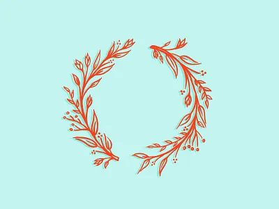 Feeling Botanical badge botanical flowers illustration ink leaves nature pen and ink wreath