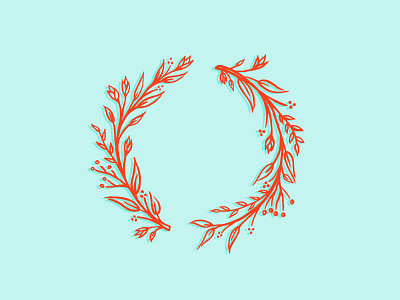 Feeling Botanical badge botanical flowers illustration ink leaves nature pen and ink wreath