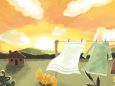 "Heralding a summer's early sway" colorful dawn flowers illustration june hymn painting spring summer sunshine texture the decemberists