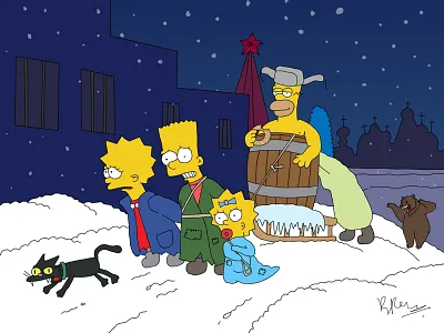 Vasily Perov "Troika" Simpsonized for fun painting russia simpsons vrn dribbble sd