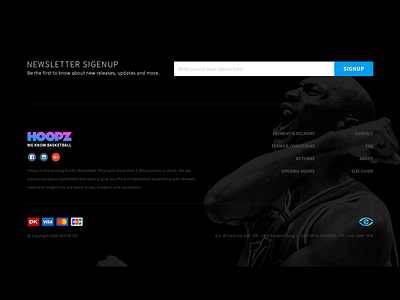 Hoopz.dk footer basket basketball denmark footer newsletter photoshop redesign