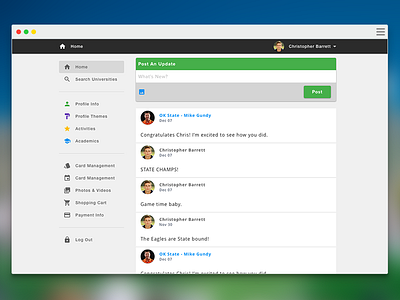 notafi Home Feed dashboard feed home feed notafi profile social sports