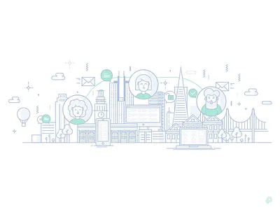 City 4px lines art francisco icon illustration line san