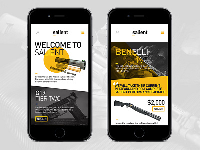 Salient Arms Mock Website benelli firearms glock guns mobile salient ui ux web