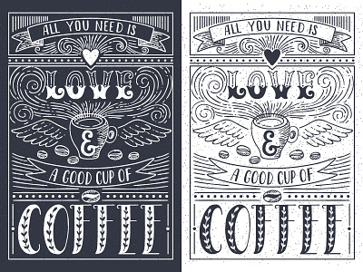 All you need is Love and a good cup of Coffee coffee cup illustration lettering love vector