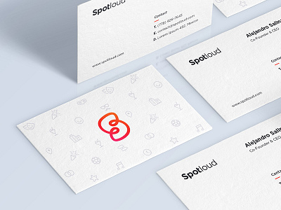 Business Card Spotloud business card clean elegant event in live flat logo red spotloud startup white