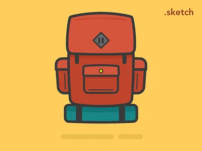Hiking Pack backpack camping flat icon pack sketch spring summer vector