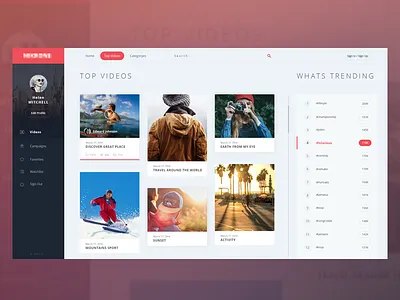 Landing for video news website dashboard design interface layout list post profile search ui ux videos web