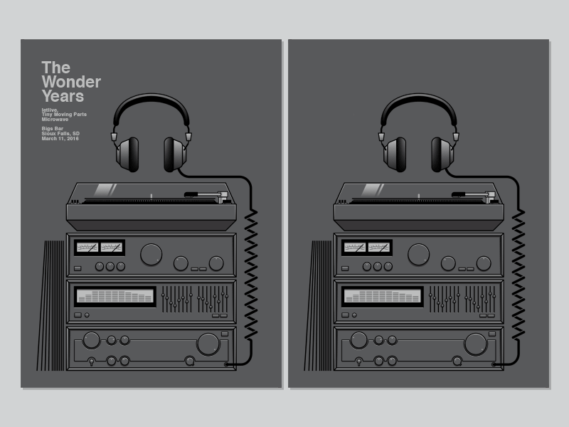 The Wonder Years flat geometric gig poster helvetica illustration minimal poster record screen print turntable vinyl