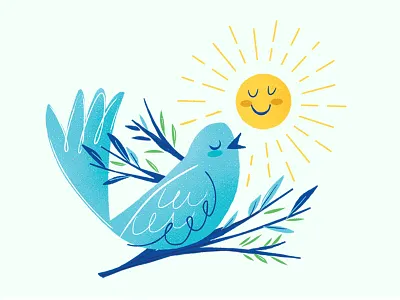 Spring is here! bird blue slap stickers slapsticker spring sticker sun