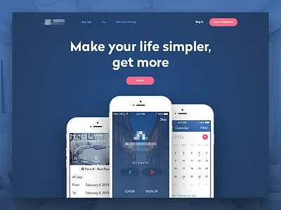 Landing Page app blue clean dark fireart fireart studio flat interface landing ui ux web